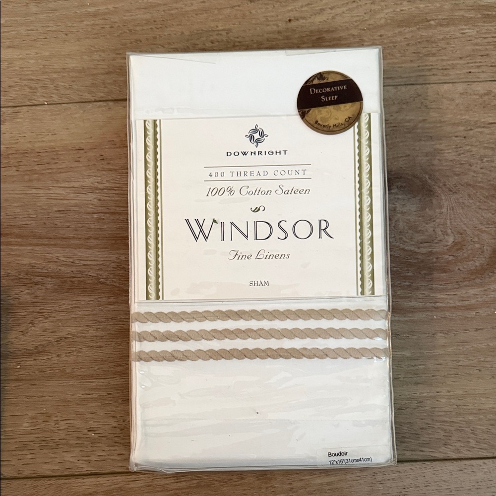 Windsor Fine Linens Cotton Sateen Sham in Cream 12 x 16 boudoir sham
